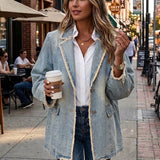 Beata | Marynarka oversize w stylu vintage z surowymi krawędziami