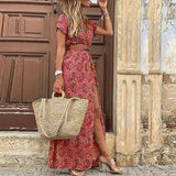 Monika | Kwiat Belted Maxi sukienka