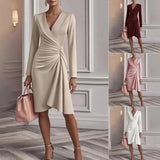 Monika | Drapted V- Neck Midi sukienka