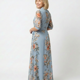 Barbara | Sukienka maxi w kwiaty z dekoltem w kształcie litery V