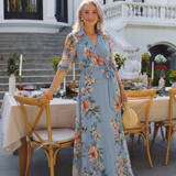 Barbara | Sukienka maxi w kwiaty z dekoltem w kształcie litery V